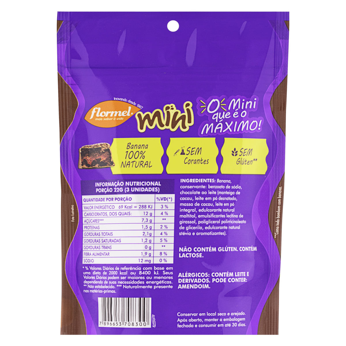 Encontraproduto.com.br - Mini Bombom com Banana Flormel 60g