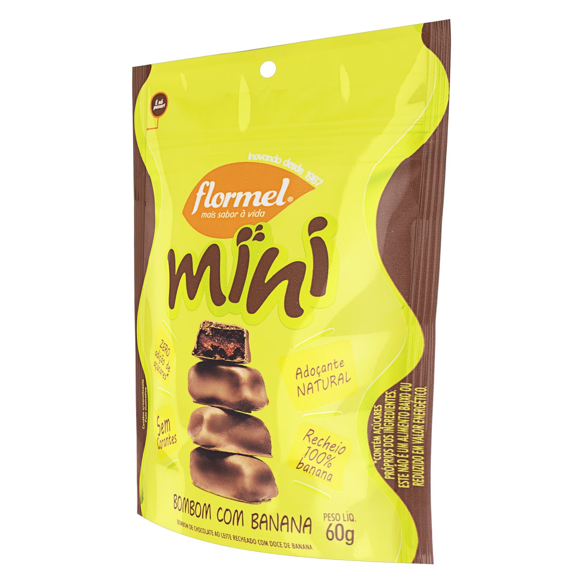 Encontraproduto.com.br - Mini Bombom com Banana Flormel 60g
