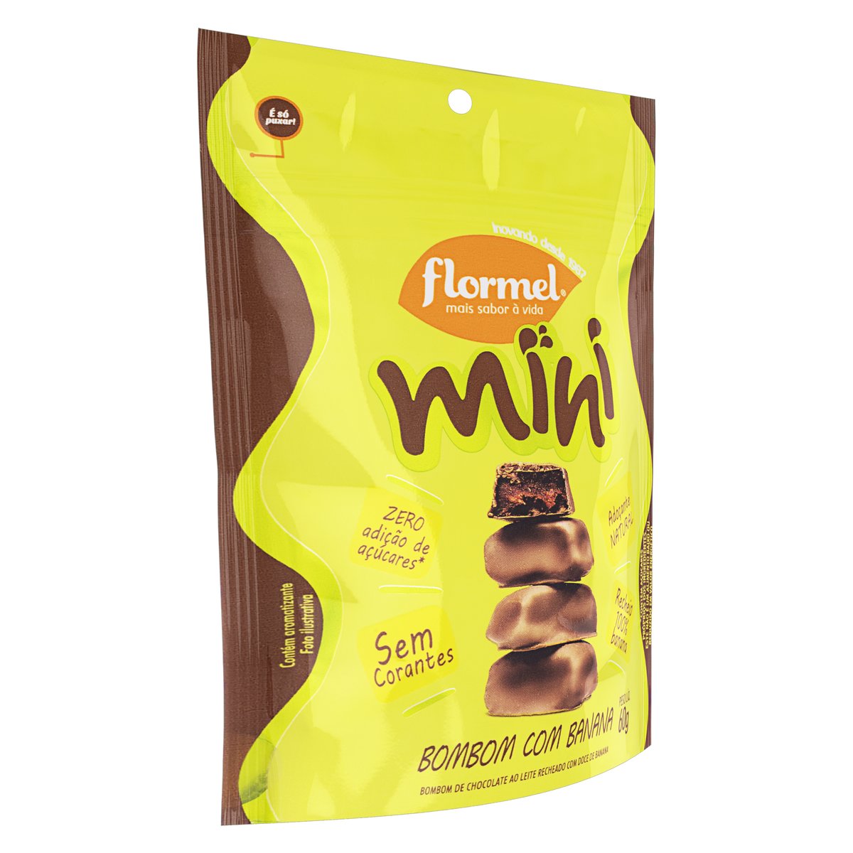 Encontraproduto.com.br - Mini Bombom com Banana Flormel 60g