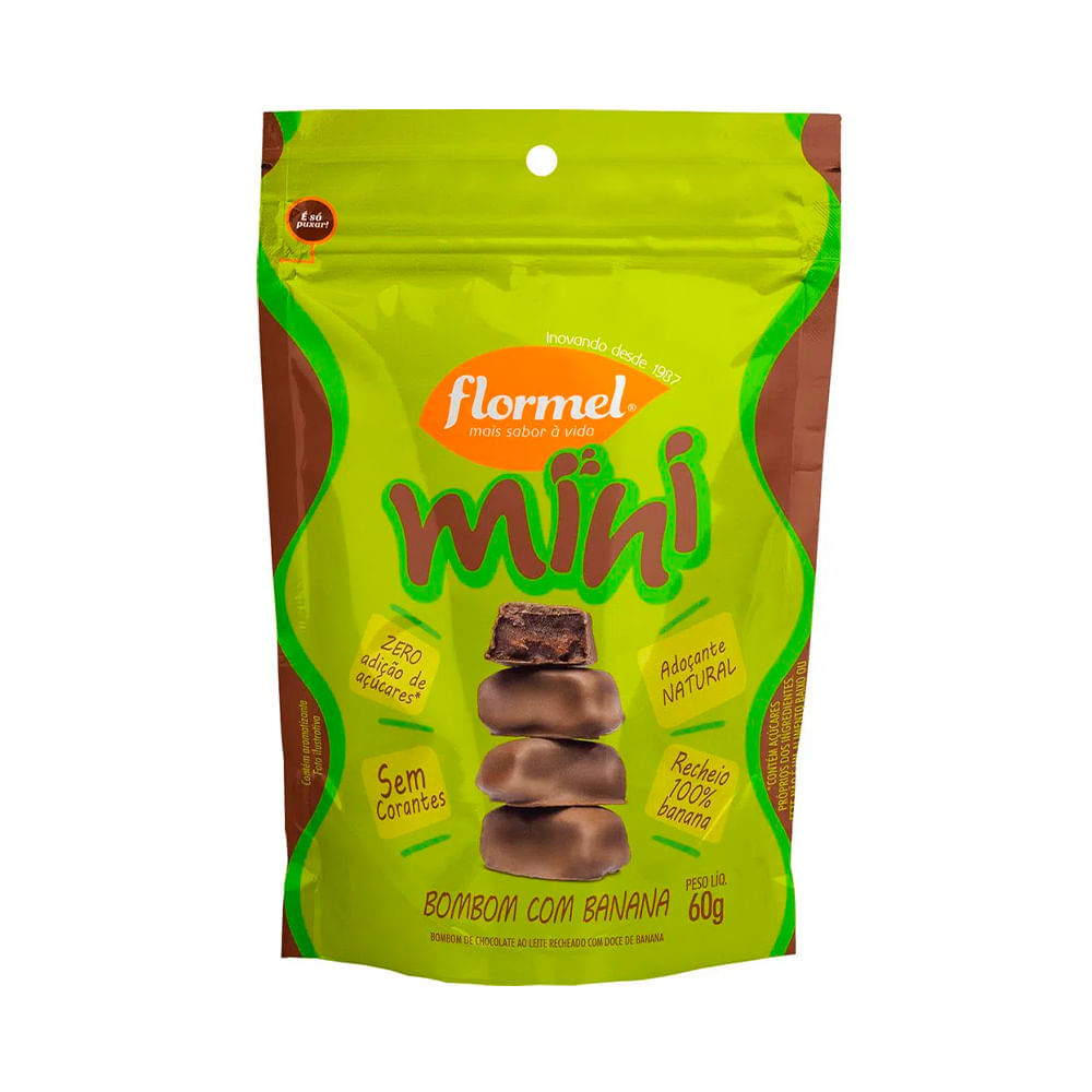 Encontraproduto.com.br - Mini Bombom com Banana Flormel 60g