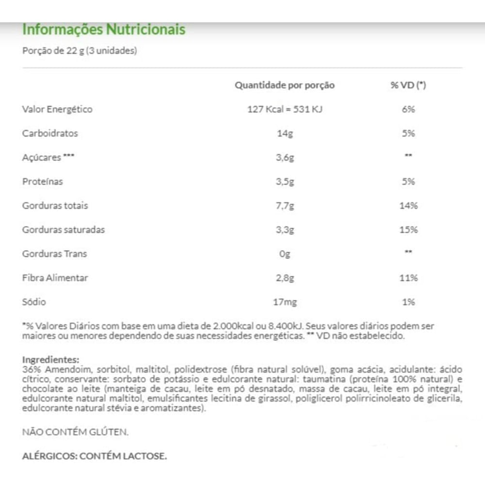 Encontraproduto.com.br - Bombom de Chocolate ao Leite MINI, Recheado com Doce de Amendoim, Zero Açúcar - Pouch com 60g