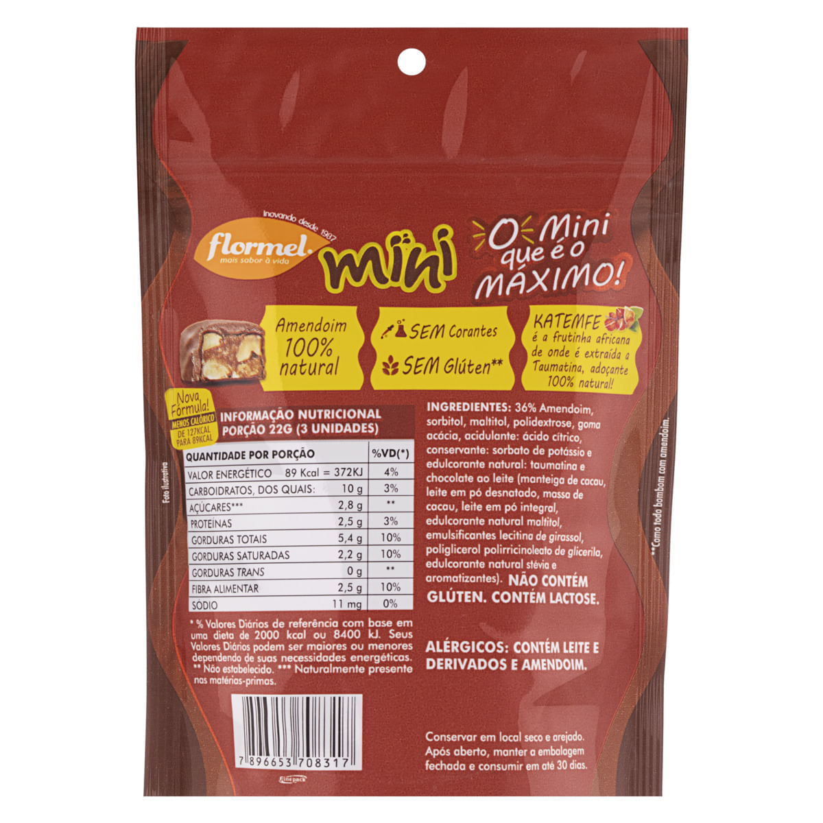 Encontraproduto.com.br - Bombom de Chocolate ao Leite MINI, Recheado com Doce de Amendoim, Zero Açúcar - Pouch com 60g