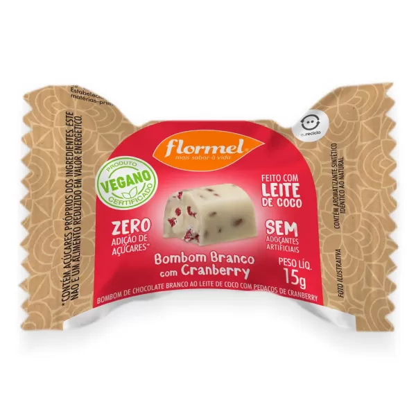 Encontraproduto.com.br - Bombom flormel vegano Branco com cranberry 15g