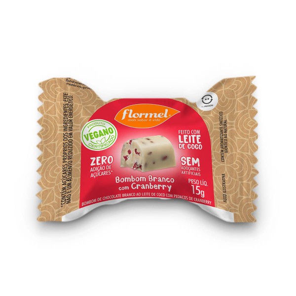 Encontraproduto.com.br - Bombom flormel vegano Branco com cranberry 15g