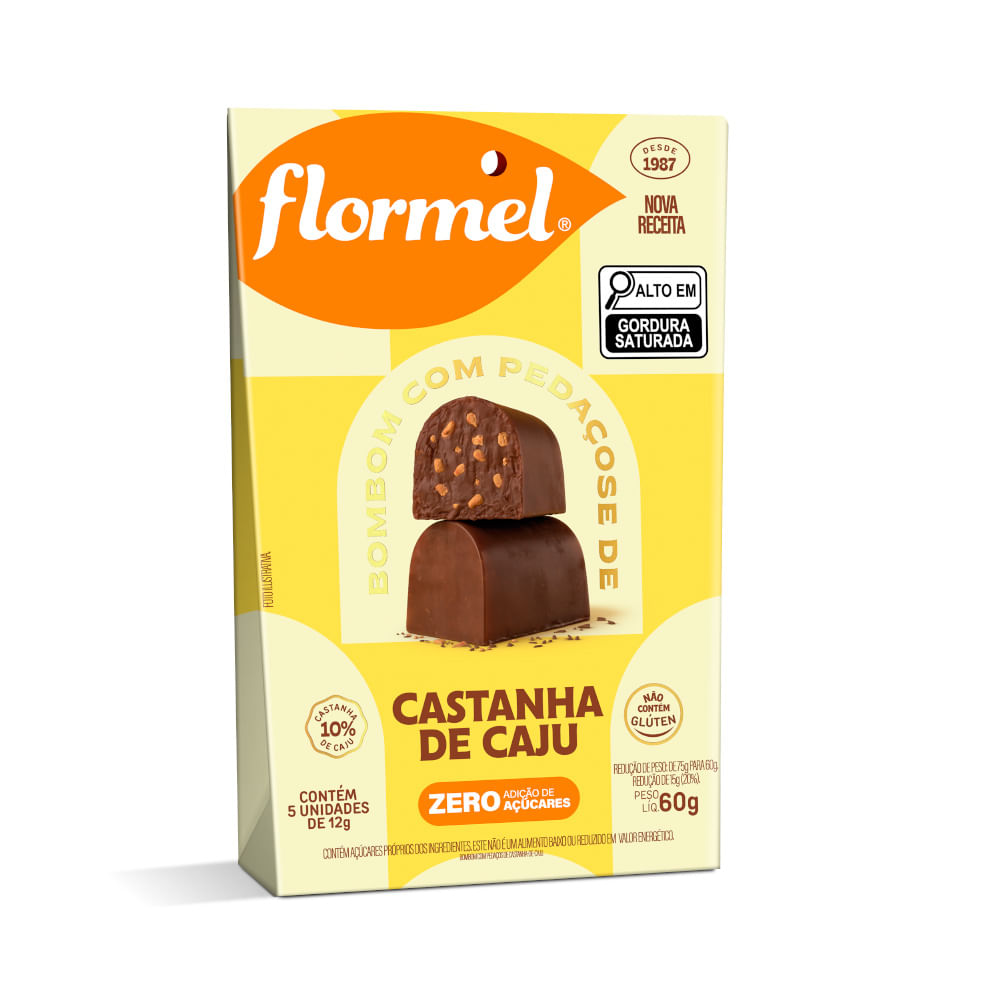 Encontraproduto.com.br - Bombom Com Castanha De Caju Flormel 60 G