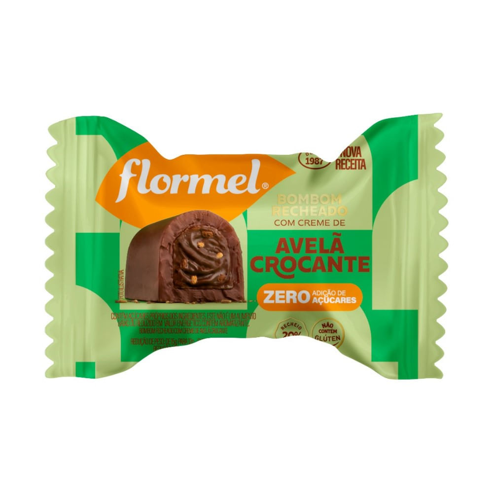 Encontraproduto.com.br - Bombom Recheio Creme De Avelã Crocante Sem Adição De Açúcar Flormel Pacote 12g