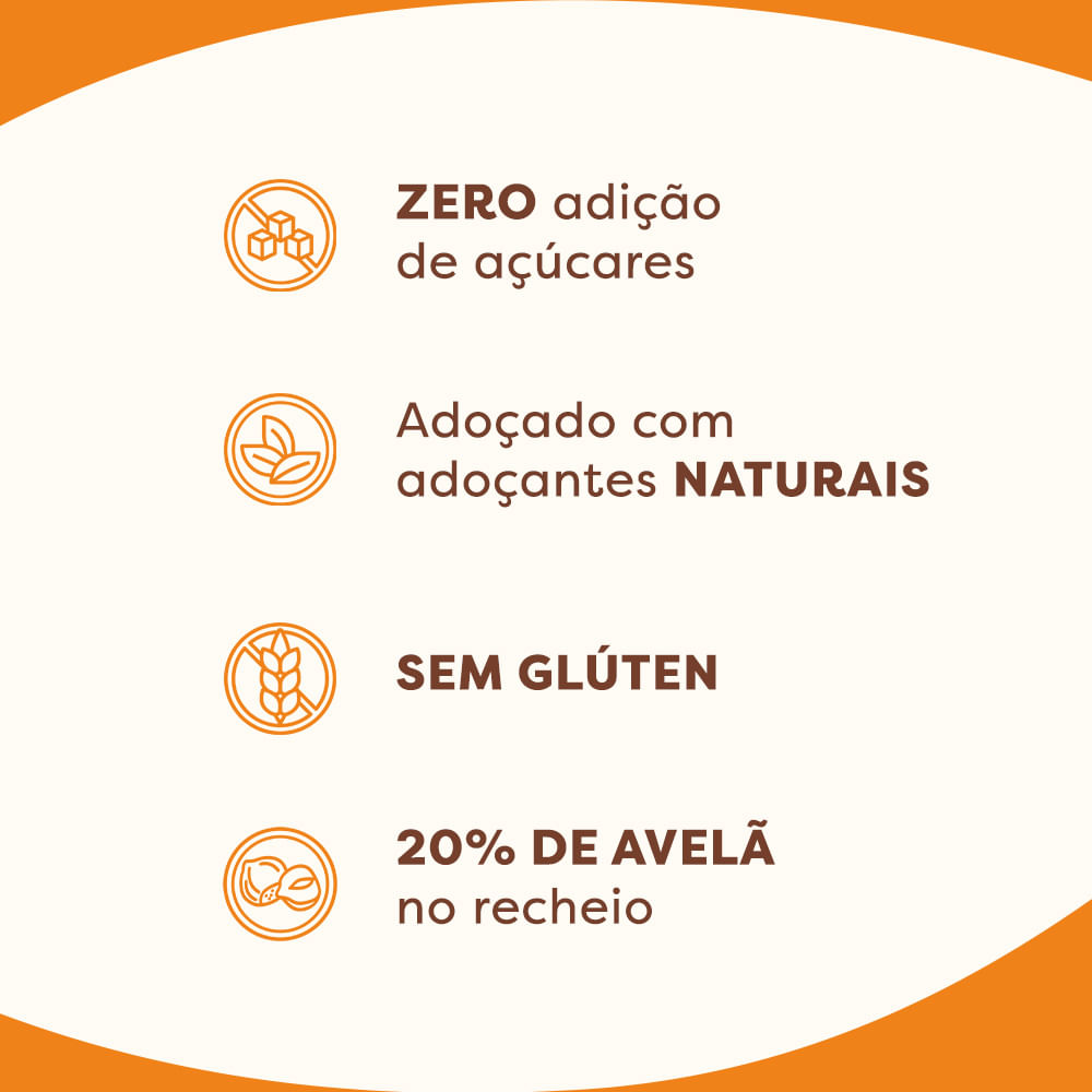 Encontraproduto.com.br - Bombom de Chocolate ao Leite, Recheado com Creme de Avelã Crocante, Zero Açúcar - Pouch de 60g.