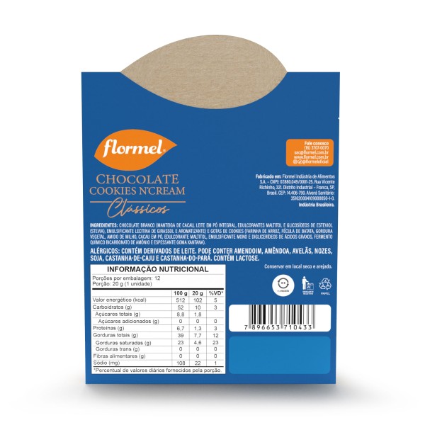 Encontraproduto.com.br - Barra De Chocolate Branco Zero Com Pedaços De Cookies - 12 Unidades De 20G