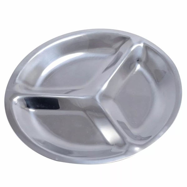 Encontraproduto.com.br - Porta Couvert Petisqueira Redonda 16cm 3 Compartimentos Inox