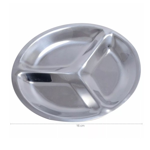 Encontraproduto.com.br - Porta Couvert Petisqueira Redonda 16cm 3 Compartimentos Inox