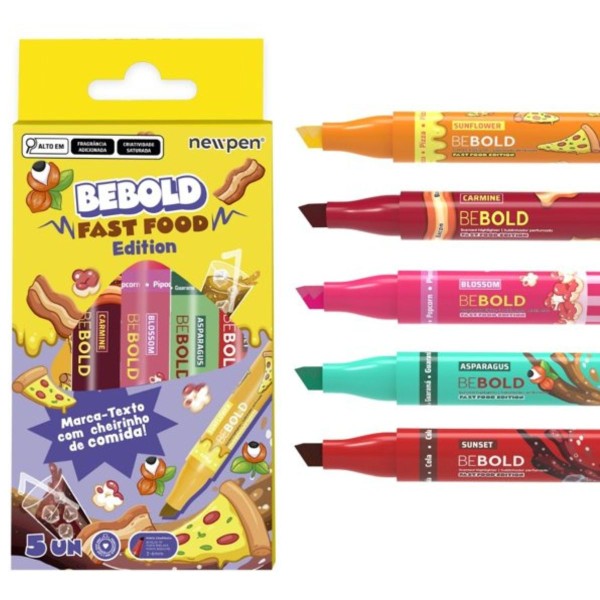 Encontraproduto.com.br - MARCA TEXTO BE BOLD FAST FOOD EDITION - 5 CORES - NEWPEN