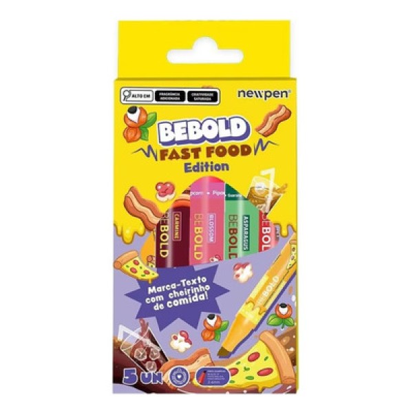 Encontraproduto.com.br - MARCA TEXTO BE BOLD FAST FOOD EDITION - 5 CORES - NEWPEN