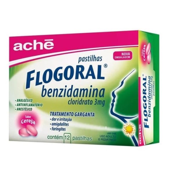 Encontraproduto.com.br - Flogoral Cereja Com 12 Pastilhas
