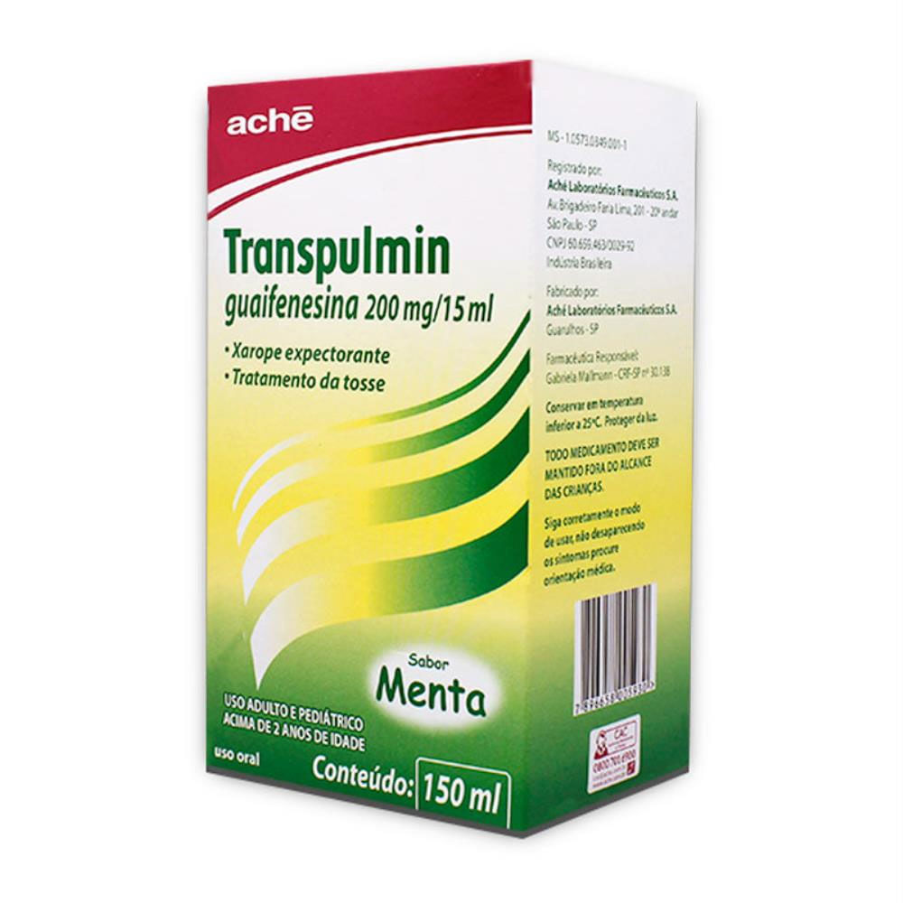 Encontraproduto.com.br - Transpulmin Xarope Adulto 200mg/15ml Sabor Menta - Frasco com 150mL