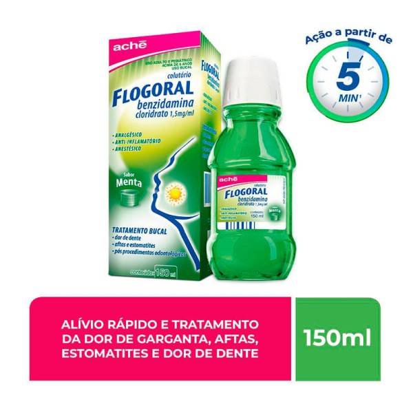 Encontraproduto.com.br - Flogoral Colutório Frasco Com 150Ml + Copo Medidor Sabor Tradicional