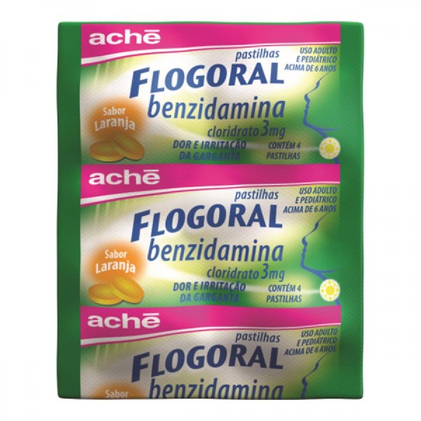 Encontraproduto.com.br - Flogoral Sabor Laranja Com 4 Pastilhas Aché
