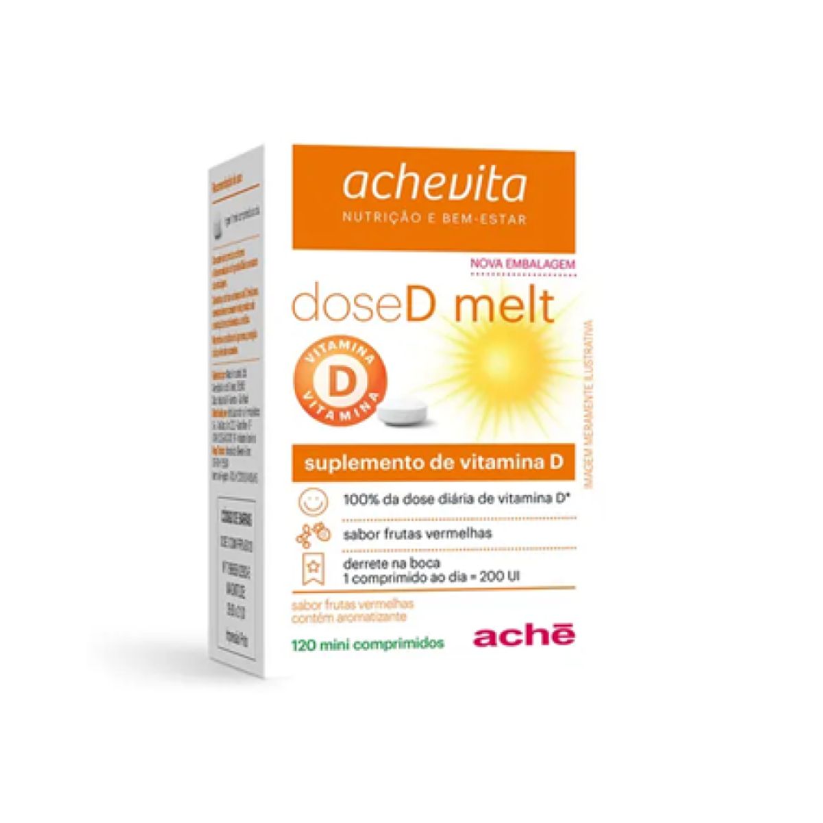 Suplemento de Vitamina Dose D Melt Sabor Frutas Vermelhas 120 Mini Comprimidos