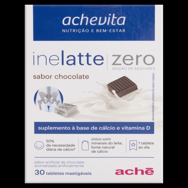 Encontraproduto.com.br - Inelatte Zero Sabor Chocolate Com 30 Tabletes Mastigáveis