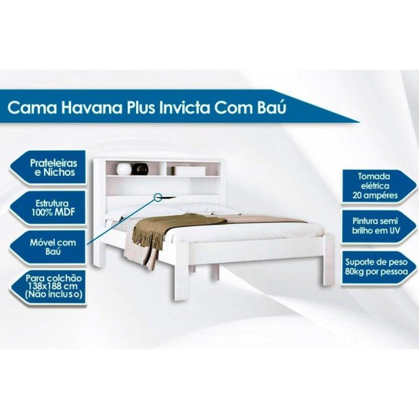 Encontraproduto.com.br - Cama de Casal Invicta com Baú + 2 Nichos Atacama - Santos Andirá