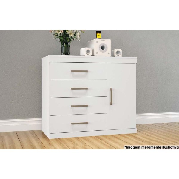 Encontraproduto.com.br - Cômoda Sapateira 1 Porta 4 Gavetas Plus Branco
