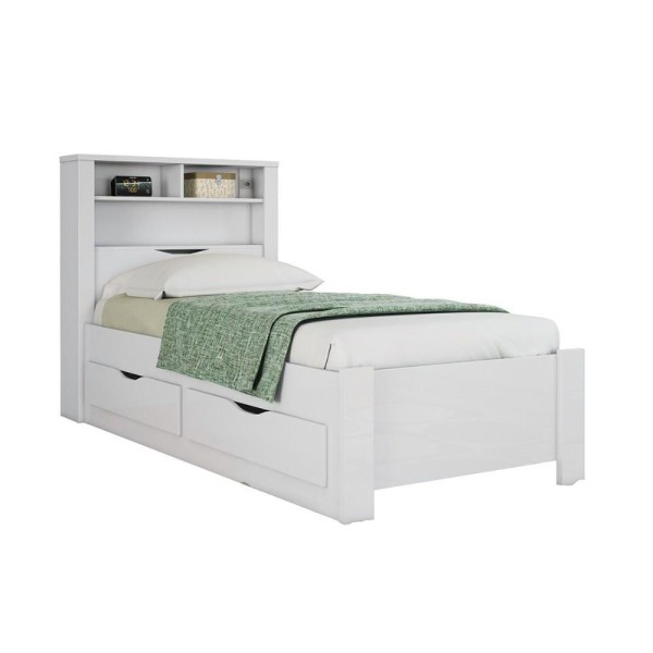Encontraproduto.com.br - Cama Solteiro Invicta c/ 2 Gavetas Branco - Santos Andirá