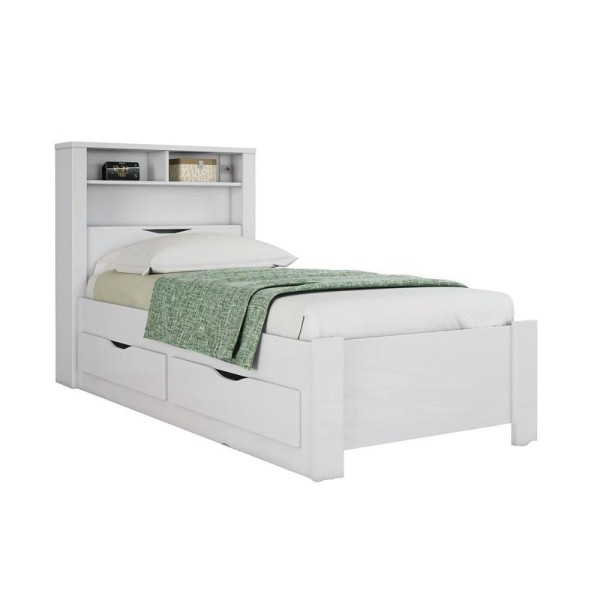 Encontraproduto.com.br - Cama Solteiro Invicta c/ 2 Gavetas Branco - Santos Andirá