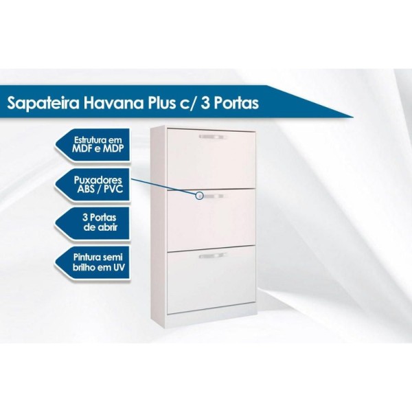 Encontraproduto.com.br - Armário Sapateira Quarto Havana Plus c/ 3 Portas Branco - Santos Andirá