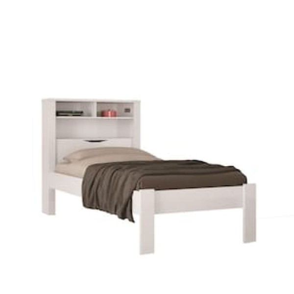 Encontraproduto.com.br - Cama Solteiro Invicta com Baú Branco