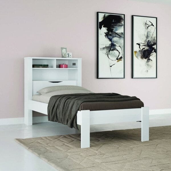 Cama Solteiro Invicta com Baú Branco