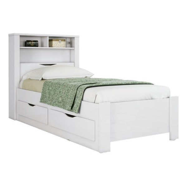 Cama de Solteiro com 2 Gavetas Invicta Contemporânea Santos Andirá Branco