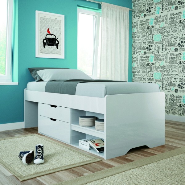 Encontraproduto.com.br - Cama Solteiro Multifuncional Conect 2 Gavetas Branco - Santos Andirá
