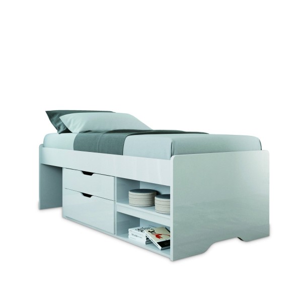 Encontraproduto.com.br - Cama Solteiro Multifuncional Conect 2 Gavetas Branco - Santos Andirá
