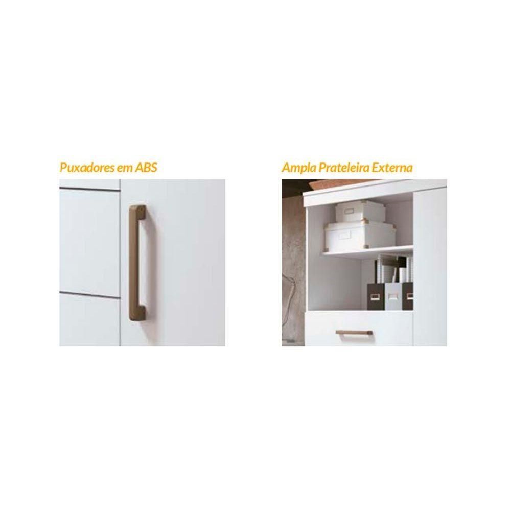 Encontraproduto.com.br - Cômoda de Quarto Marabá 1.6 c/ 1 Porta 2 Nichos e 6 Gavetas Branco - Santos Andirá