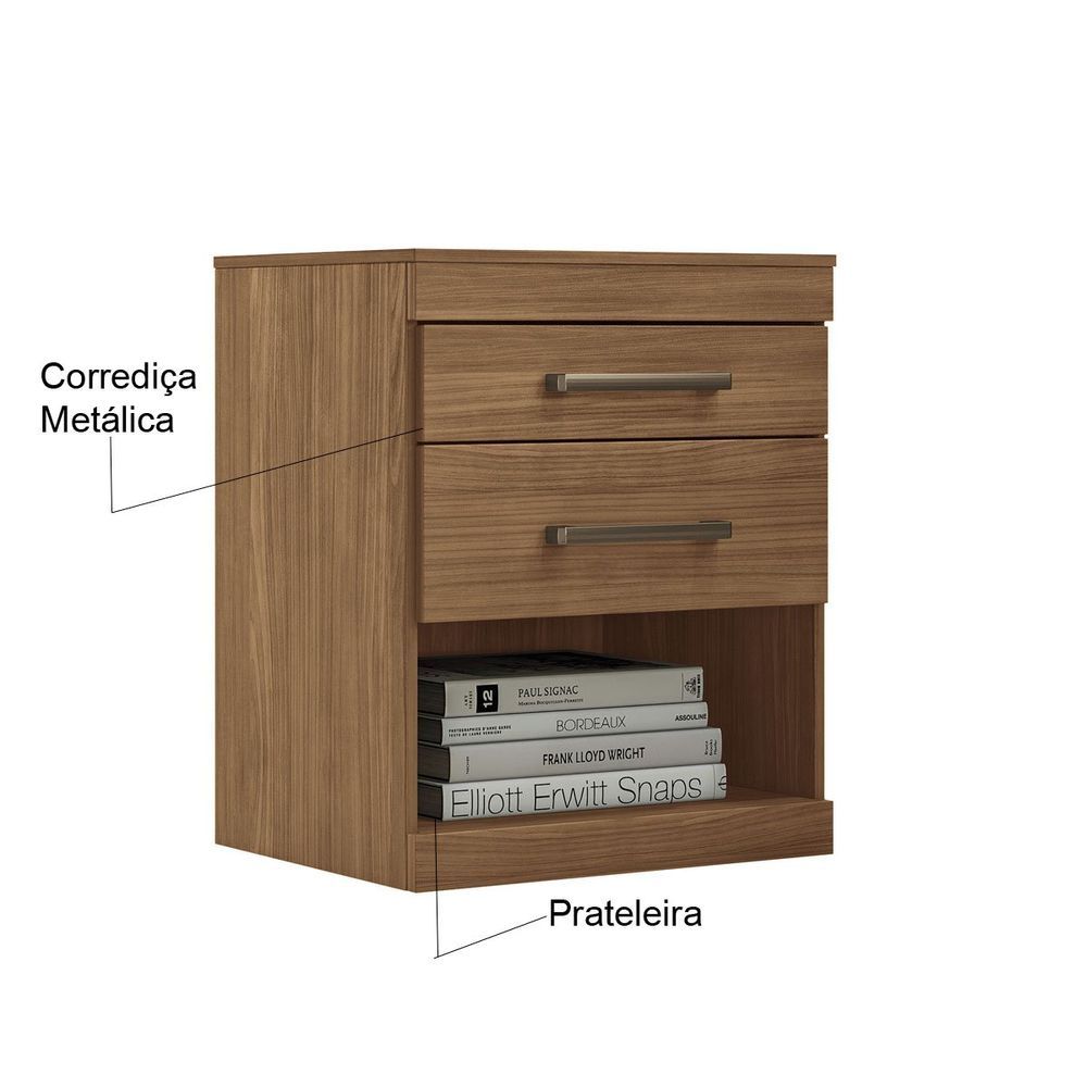 Encontraproduto.com.br - Mesa de Cabeceira 2 Gavetas Havana Plus Santos Andirá
