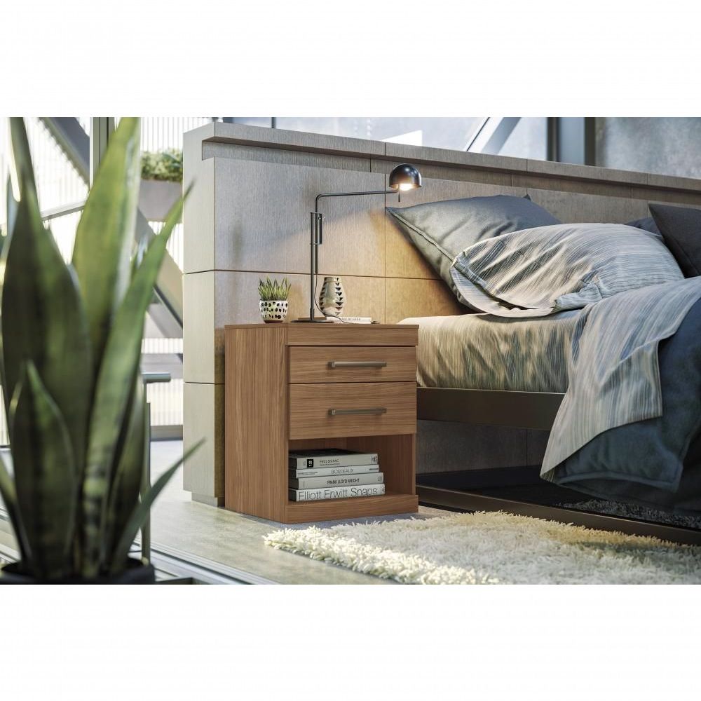 Encontraproduto.com.br - Mesa de Cabeceira 2 Gavetas Havana Plus Santos Andirá