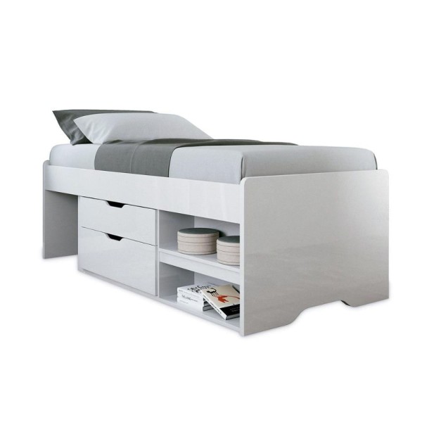 Encontraproduto.com.br - Cama Solteiro Multifuncional Conect 2 Gavetas Branco - Santos Andirá