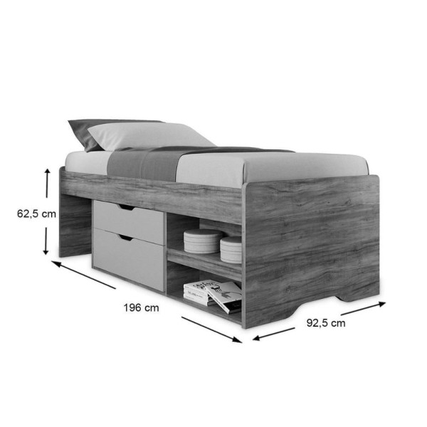 Encontraproduto.com.br - Cama Solteiro Multifuncional Conect 2 Gavetas Branco - Santos Andirá