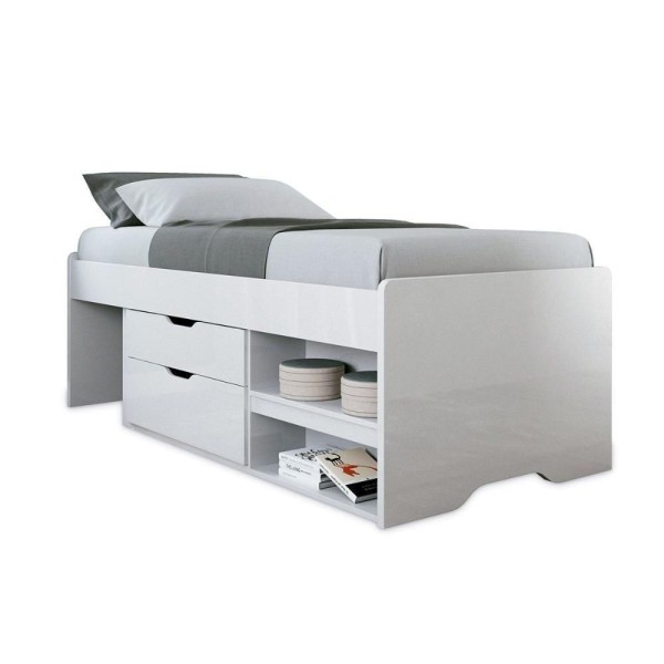 Encontraproduto.com.br - Cama Solteiro Multifuncional Conect 2 Gavetas Branco - Santos Andirá