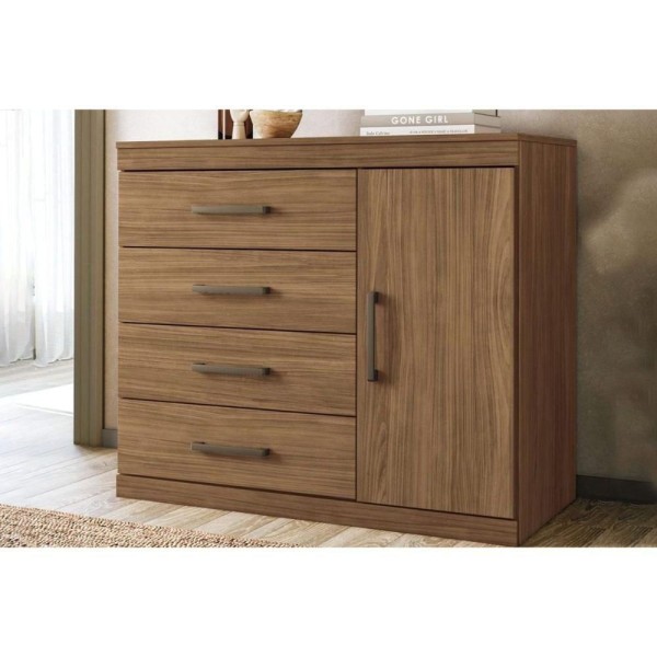 Encontraproduto.com.br - Cômoda Casal 1.4 Plus C/ 1 Porta E 4 Gavetas Jatoba - Santos Andirá