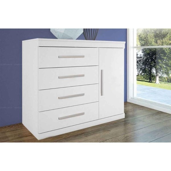 Encontraproduto.com.br - Cômoda Casal 1.4 Plus C/ 1 Porta E 4 Gavetas Jatoba - Santos Andirá