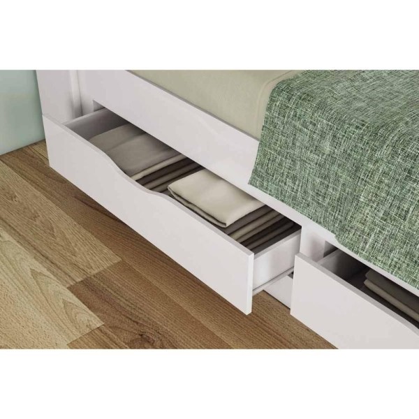 Encontraproduto.com.br - Colchão Solteiro Pérola Polar (1un) + Cama Invicta c/ 2 Gavetas Branco