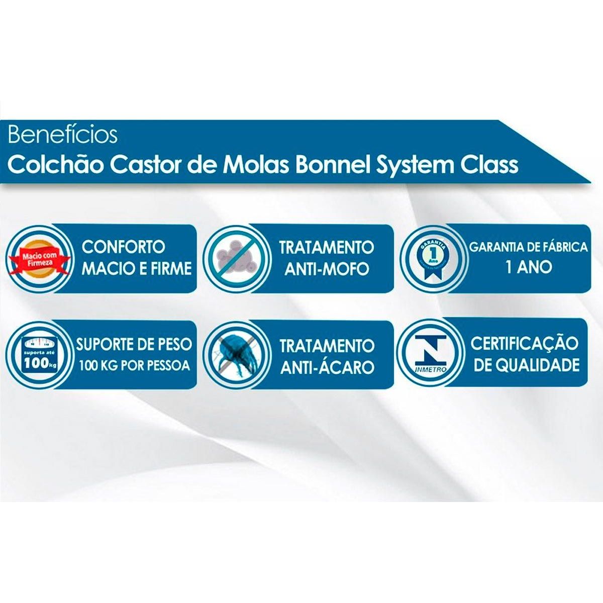 Colchão Casal Class Castor + Cama Invicta Atacama