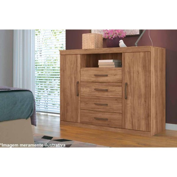 Encontraproduto.com.br - Cômoda Casal Master c/ 2 Portas 1 Nicho e 4 Gavetas Branco - Santos Andirá