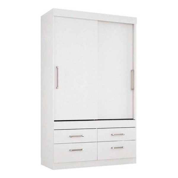 Encontraproduto.com.br - Guarda Roupa 2 Portas de Correr e 4 Gavetas Click 2.4 Branco - Santos Andirá