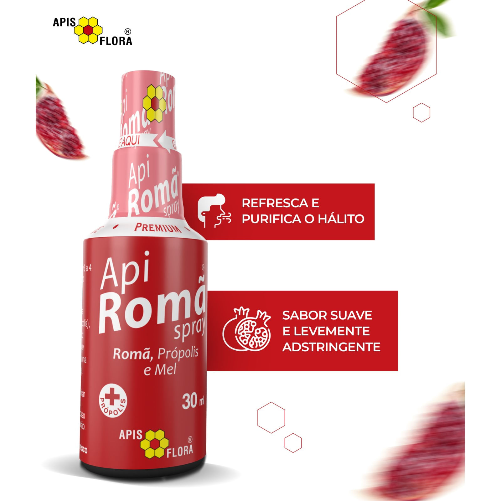 Encontraproduto.com.br - Apiromã Spray de Própolis Romã e Mel Orgânico 30ml - Apis Flora