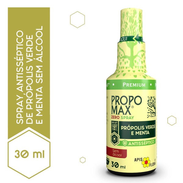 Encontraproduto.com.br - Propomax Zero Spray de Extrato de Própolis Verde e Menta Sem Álcool 30ml - Apis Flora