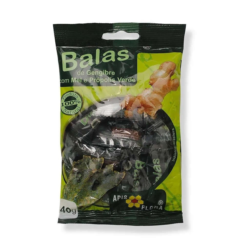 Encontraproduto.com.br - Bala de Gengibre com Mel e Própolis Verde 40g - Apis Flora