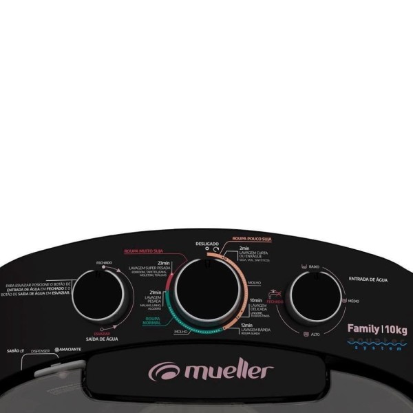 Encontraproduto.com.br - Tanquinho Mueller 12kg Family Aquatec Preto - 127v