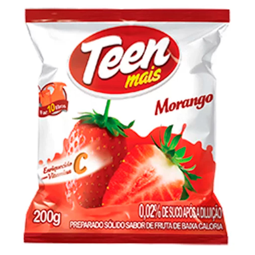 Refresco em Pó Teens Mais Morango 200g