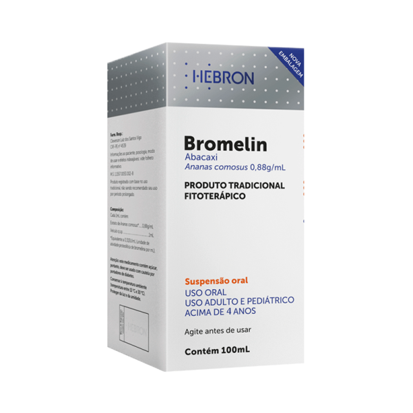 Encontraproduto.com.br - Bromelin Hebron 0,88g/ml suspensão frascos 100ml